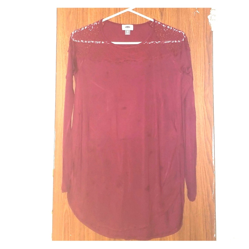 Purple long shirt with lace on the front